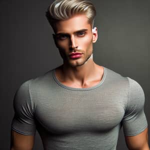 Masculine Handsome Blonde Caucasian Man with White Hair