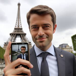 Politician Posing for Photo in Paris