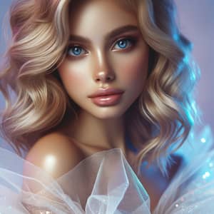 Graceful Woman in Luminescent White Dress | Storybook Inspired Portrait