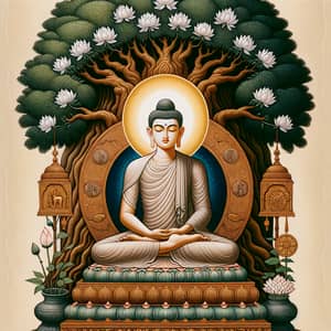 Serene Meditative Scene of Advocate Under Bodhi Tree | Gandhara Art