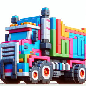 Exaggerated Blocky Vehicle in Sandbox Game Style