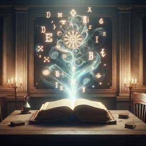 Enchanted Book of Knowledge: Illuminating Wisdom in a Scholarly Room