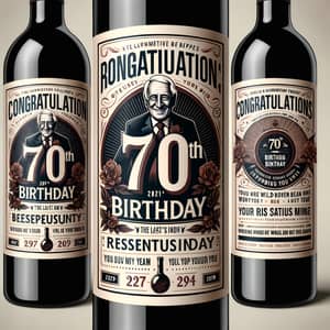 Elegant 70th Birthday Wine Bottle Label Design