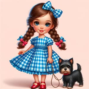 Vibrant Blue and White Gingham Dress with Brown Braided Hair | Website Name