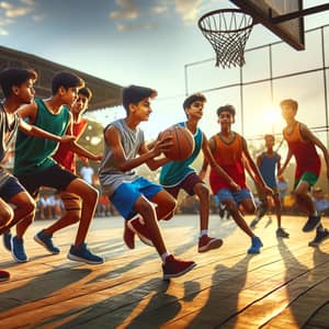 South Asian Boys Basketball Game | Outdoor Court Action