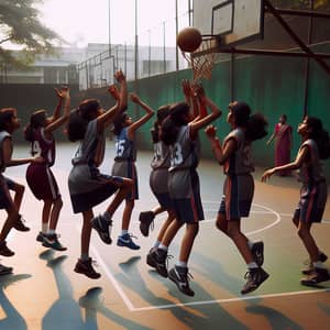 Indian Girls Basketball Game: Competitive Scene on Basketball Court
