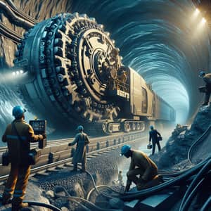 Hyper-Realistic 4K Mining Scene Illustration in Tunnel