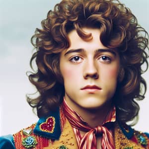 Young English Male Singer with Curly Brown Hair | Flamboyant Fashion