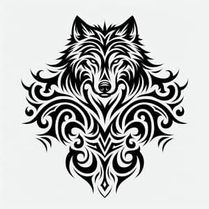 Tribal Wolf Tattoo Design for Men's Chest - Monochromatic Art