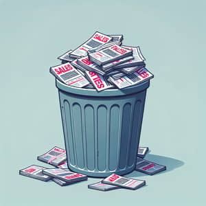 Senseless Waste: Brimming Trash Bin of Discarded Sales Flyers