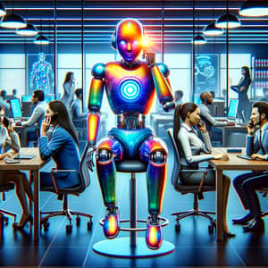Futuristic AI Robot Assisting Professionals in Modern Office Setting