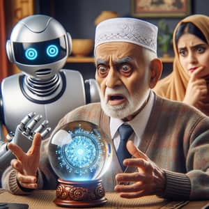 1950s Man Shocked by AI Advancements in Crystal Ball | Futuristic Vision