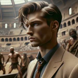 Athletic 22-Year-Old Caucasian Male in Roman Colosseum Combat | Dark Blonde Hair
