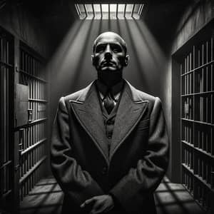 Melancholic Noir Monochrome Prison Scene