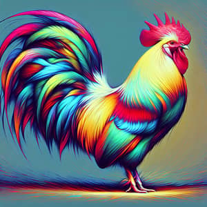Colorful Giant Rooster in Majestic Pop Art Style