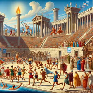Historical Depiction of Olympic Games: Athletes, Diverse Sports Events