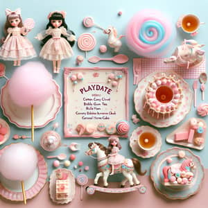 Whimsical Tea Party Menu with Cotton Candy Clouds & Carousel Horse Cakes