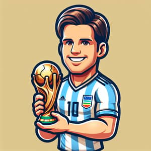 South American Soccer Player With World Cup Trophy | Number Ten Jersey