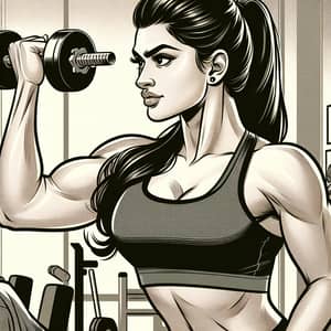 Strong South Asian Woman Illustration | Fitness Artwork