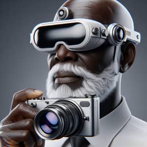 Futuristic Black Photographer with 2044 Canon Camera