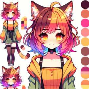 Unique Anime-Style Cat Girl Avatar Design | Trendy, Vibrant Colors