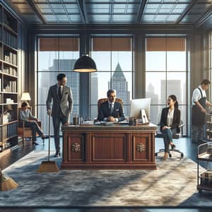 Modern Office Scene with Diverse Individuals