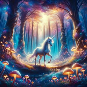 Majestic Unicorn in Mystical Forest - Fantasy Painting