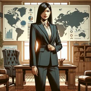 Confident Asian Female Leader in Professional Office Setting