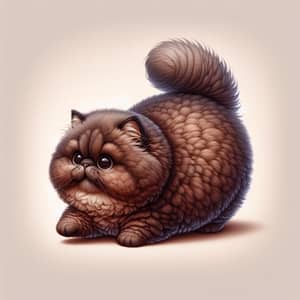 Chubby Fluffy Brown Gray Persian Cat - Playful and Funny