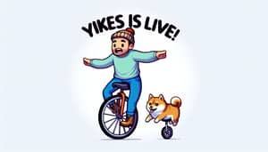 Cartoon Man and Shiba Dog Unicycle Adventure | Yikes is Live, Buy Now!