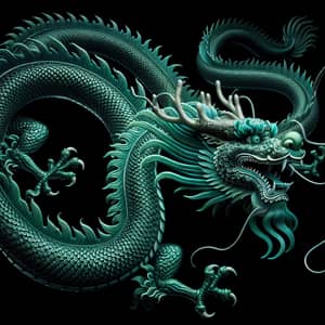 Intricately-Detailed Emerald Chinese Dragon Soaring Gracefully