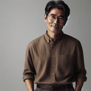 Confident East Asian Man in Stylish Glasses