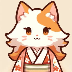 Senko-san: Fluffy Cartoon Character in Cherry Blossom Kimono