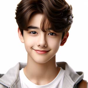 Youthful Korean Boy with Expressive Eyes and Charming Smile