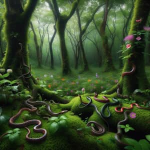 Enchanting Forest: Snakes, Flowers & Nature's Symphony