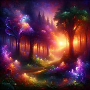 Mystical Forest at Dusk | Vibrant Colors | Maxfield Parrish Art