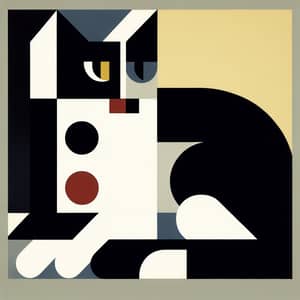 Suprematist Style Cat Painting | Geometric Forms & Limited Palette