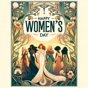 Art Nouveau Women's Day Invitation with Diverse Women