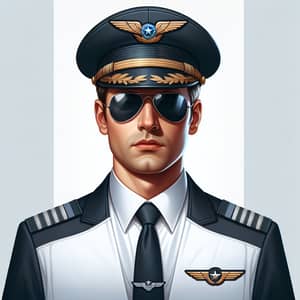 Realistic Pilot in Uniform with Aviator Sunglasses