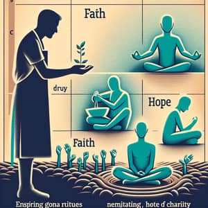 Graphic Representation of Moral Virtues: Faith, Hope, Charity