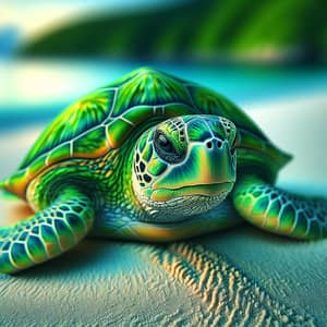 Vibrant Green Turtle: Serene Scene of Tranquility