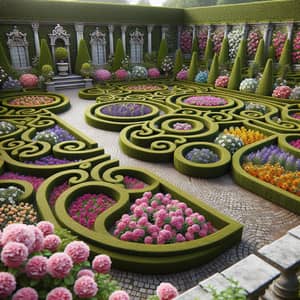 Classically Designed Parterre Garden with Geometric Flower Beds