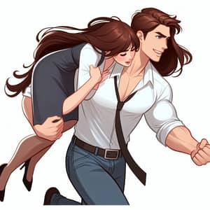 Strong Man Carrying Surprised Woman Illustration
