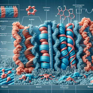 Muscle Protein Structures: Actin and Myosin Illustration