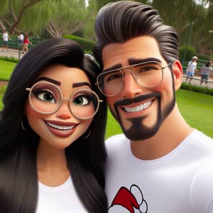 Disney Pixar Style Couple in Park Setting