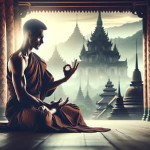 Monk Demonstrating Major Skill in Serene Temple Setting