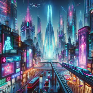 Futuristic Cyberpunk Cityscape | Neon Lights & Holograms