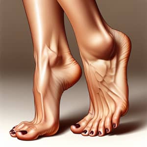 Realistic Female Feet Illustration with Dark Red Nail Polish
