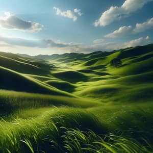 Verdant Landscape: Lush Green Grass Rolling Hills