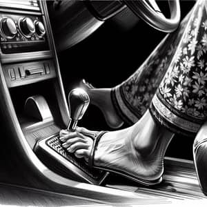 South Asian Woman's Foot on Gas Pedal - Speed & Adrenaline